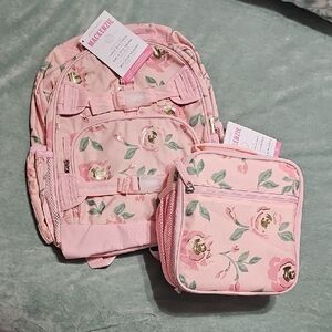 Pottery Barn Kids Pink Floral Backpack and Lunch Bag